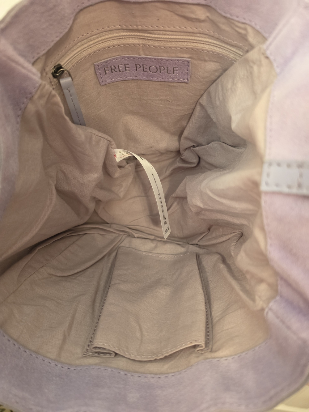 Free People Barlow Suede Bucket Bag Fields Of Lilac Pastel Purple Handbag NWT - Picture 7 of 8